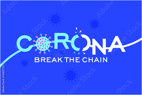 Corona virus break the chain blue background