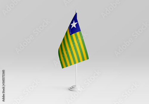 3d illustration. Piaui state flag with a gray background. One of the states of Brazil.