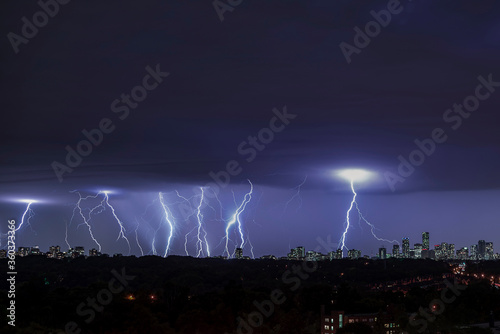 Lightning in the city of Toronto