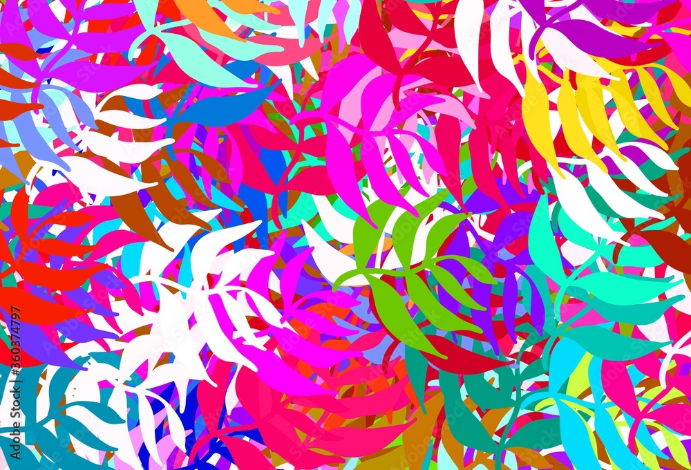 Light Multicolor vector doodle pattern with leaves.