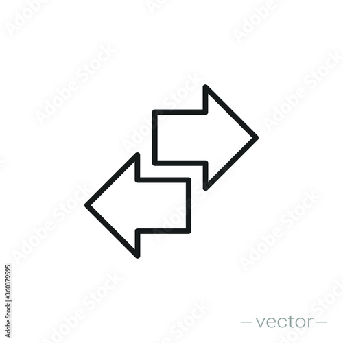double reverse arrow, replace icon, exchange linear sign on white background - editable vector illustration eps10