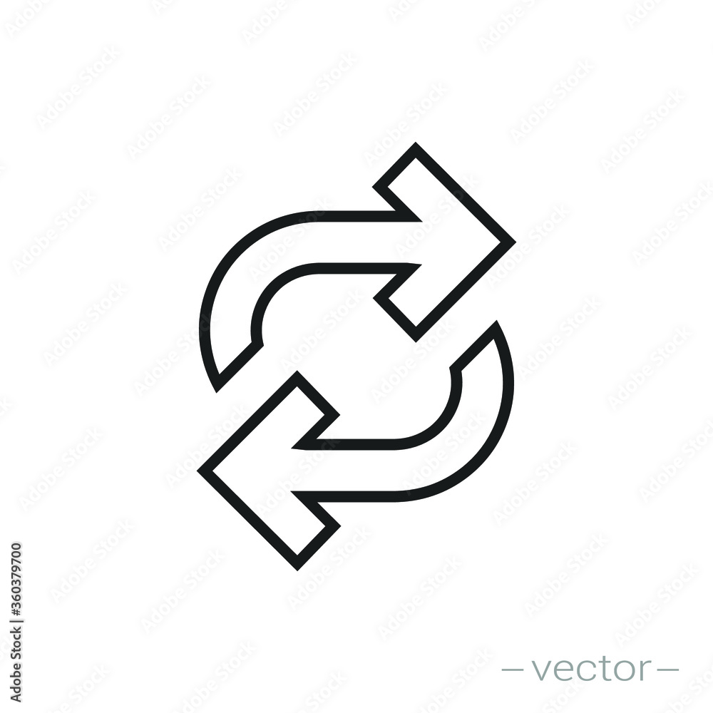 double reverse arrow, replace icon, exchange linear sign on white background - editable vector illustration eps10