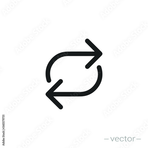 double reverse arrow, replace icon, exchange linear sign on white background - editable vector illustration eps10 photo