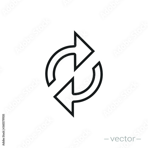 double reverse arrow, replace icon, exchange linear sign on white background - editable vector illustration eps10