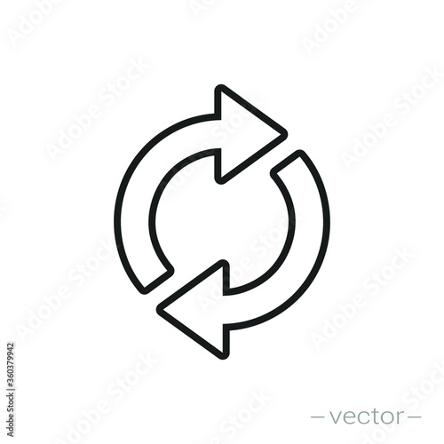 double reverse arrow, replace icon, exchange linear sign on white background - editable vector illustration eps10