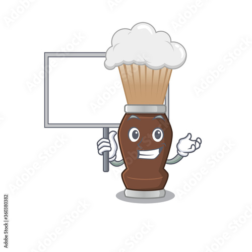 sweet Mascot design of shaving brush bring a board