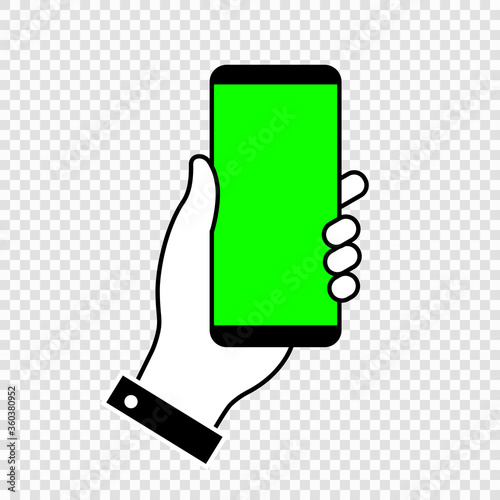 Phone with green screen chroma key background.