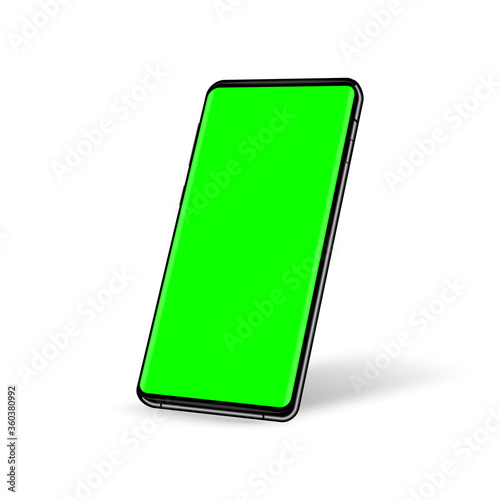 Phone with green screen chroma key background.