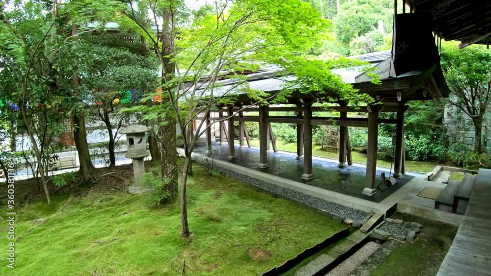 Video view from the house to tradition japanese garden in the autumn foliage. Kyoto. Japan Video view from the house to tradition japanese garden in the autumn foliage. Kyoto. Japan