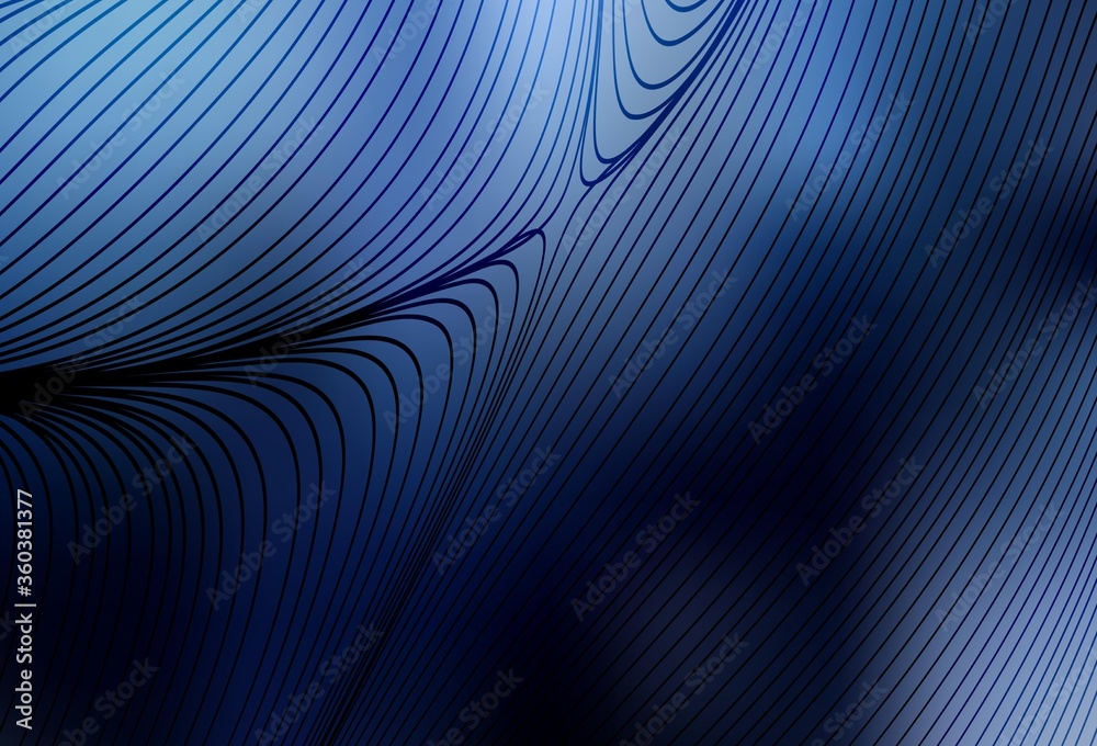 Dark BLUE vector background with curved lines.