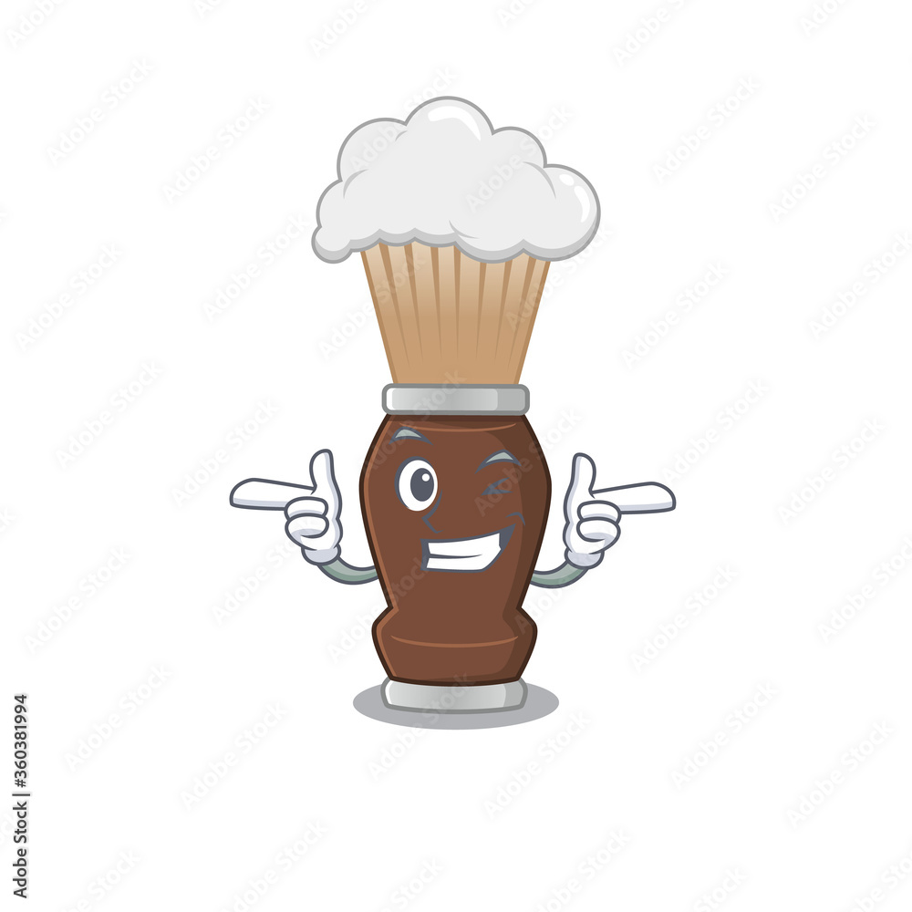 Caricature design concept of shaving brush with funny wink eye Caricature design concept of shaving brush with funny wink eye