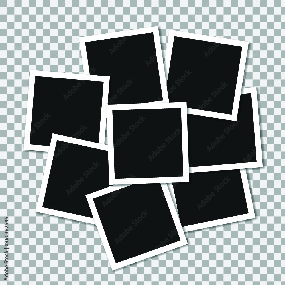Set of square vector photo frames. Collage of realistic frames isolated on transparent background. Template design. Vector illustration Set of square vector photo frames. Collage of realistic frames isolated on transparent background. Template design. Vector illustration