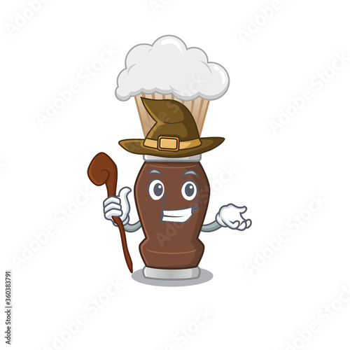 sneaky witch shaving brush cartoon character design
