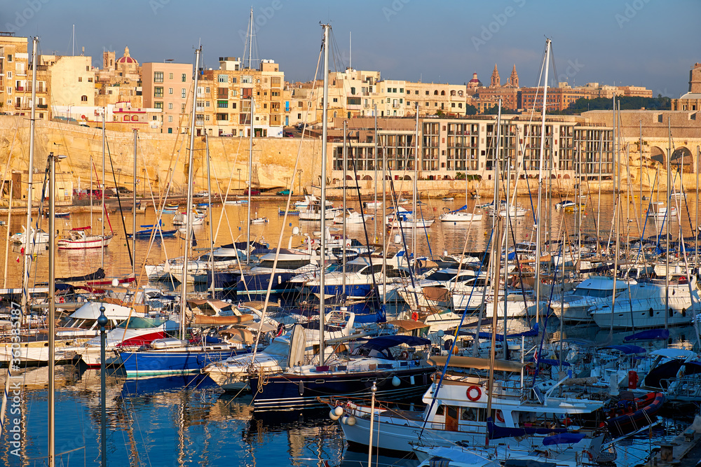 View on Malta bay between Kalkara and Birgu at  morning