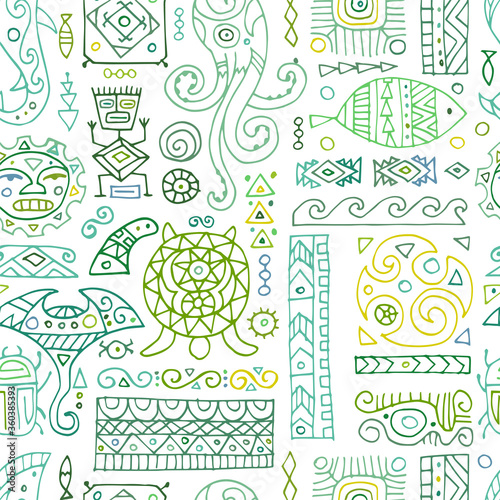 Ethnic handmade ornament for your design. Polynesian style, seamless pattern