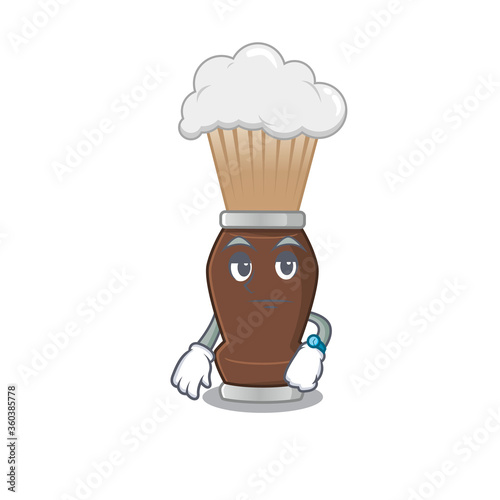 Mascot design style of shaving brush with waiting gesture
