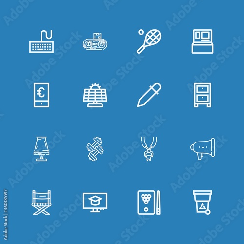 Editable 16 equipment icons for web and mobile