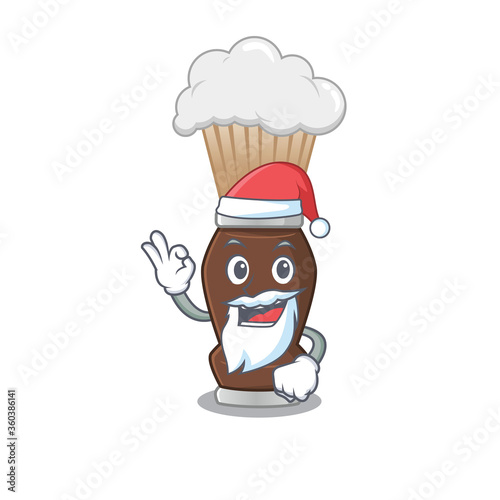 cartoon character of shaving brush Santa with cute ok finger