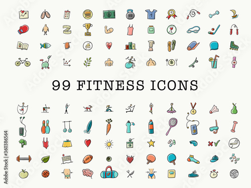 Healthy Lifestyle. Sport and activity. Fintess design elements, icons set.