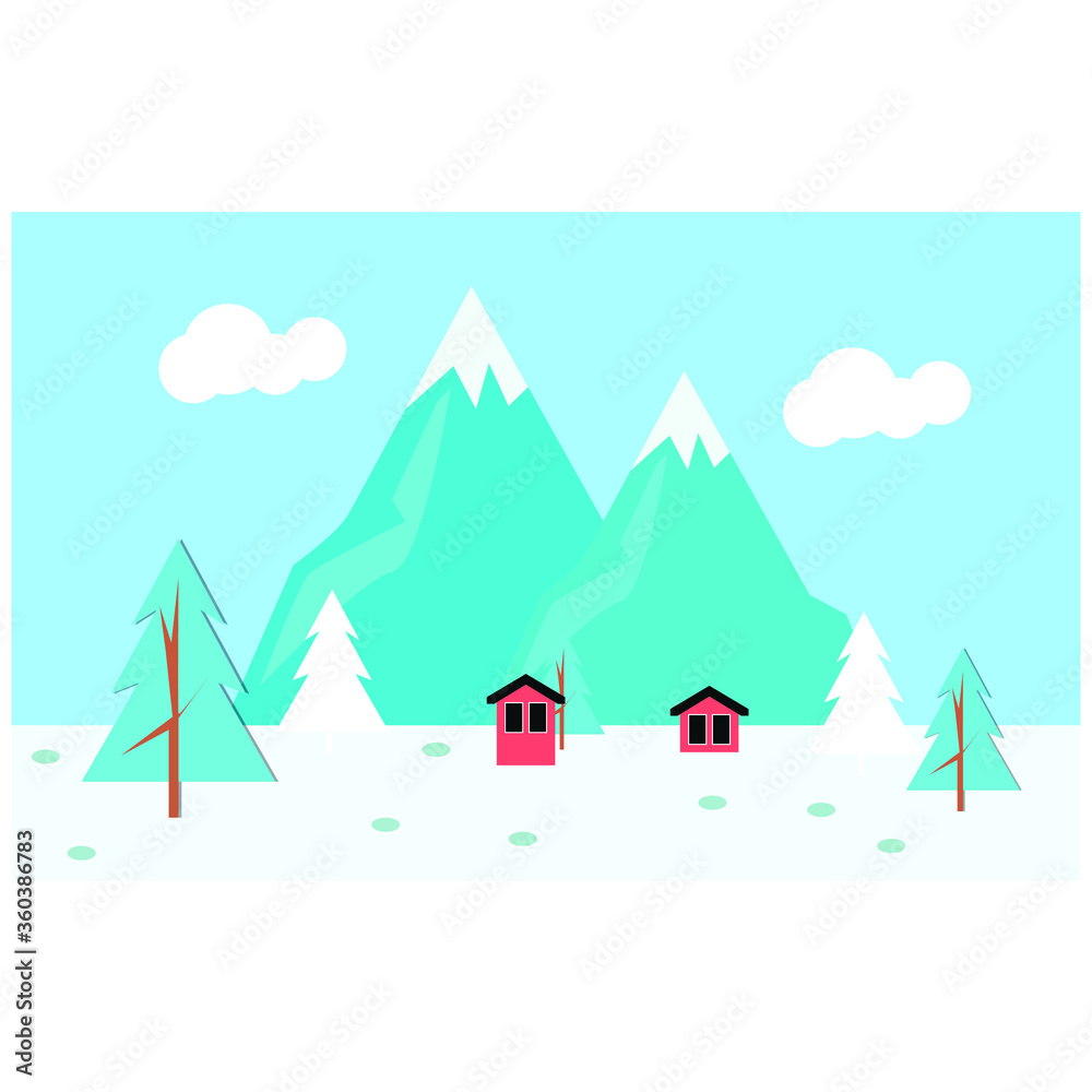 beautiful winter illustration background. cute winter season poster.