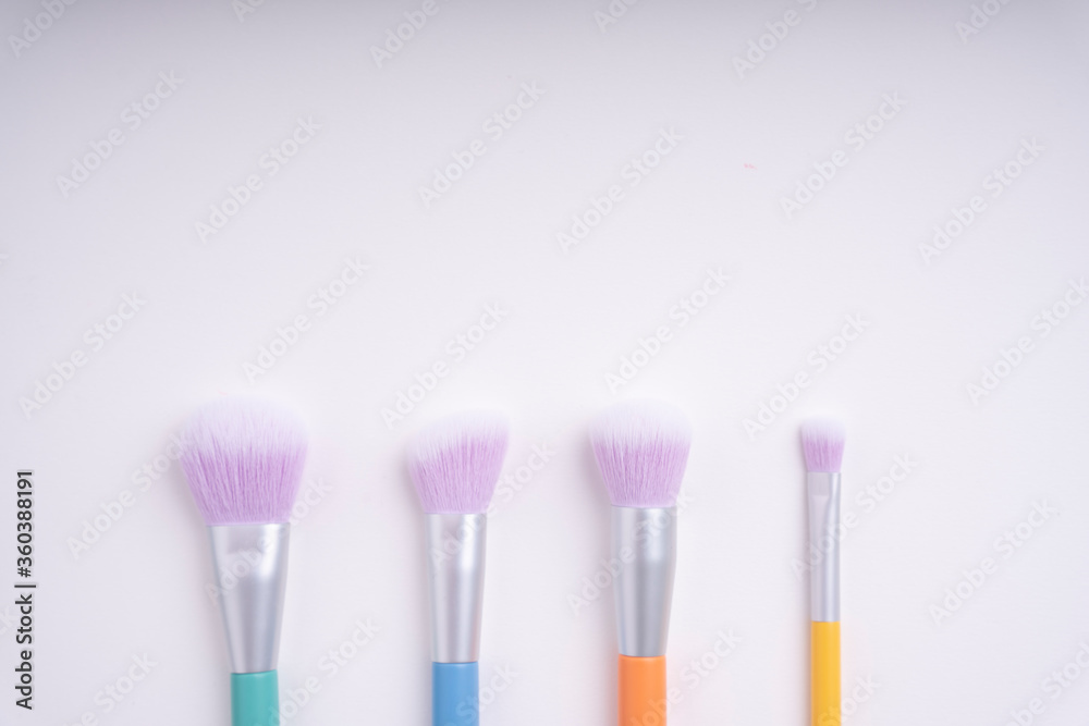 Top view - Pastel rainbow colourful brush isolate over white background. Top view - Pastel rainbow colourful brush isolate over white background.