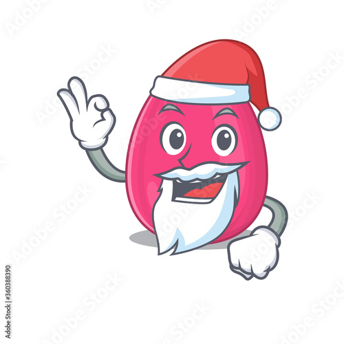 cartoon character of makeup sponge Santa with cute ok finger © kongvector