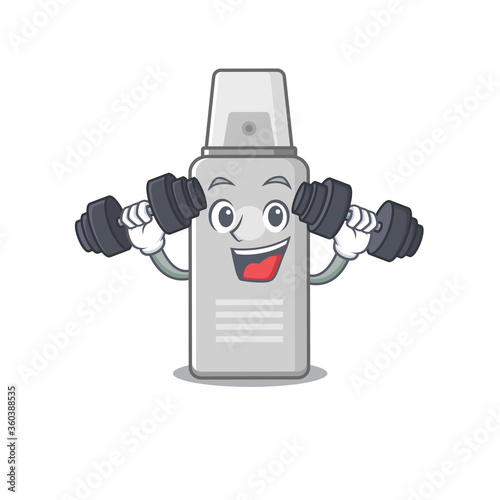 Muscular shaving foam mascot design with barbells during exercise