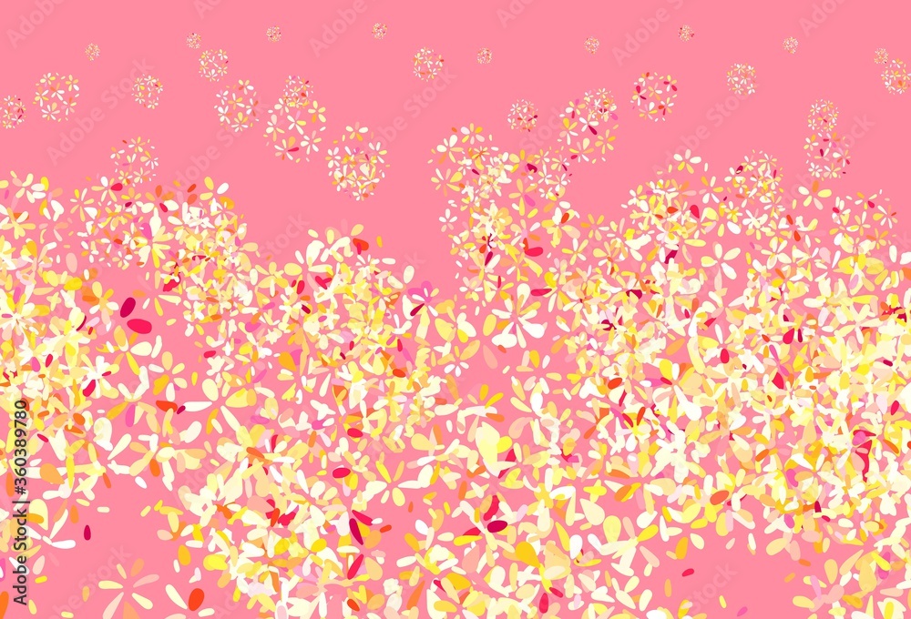 Light Red, Yellow vector natural pattern with leaves. Light Red, Yellow vector natural pattern with leaves.