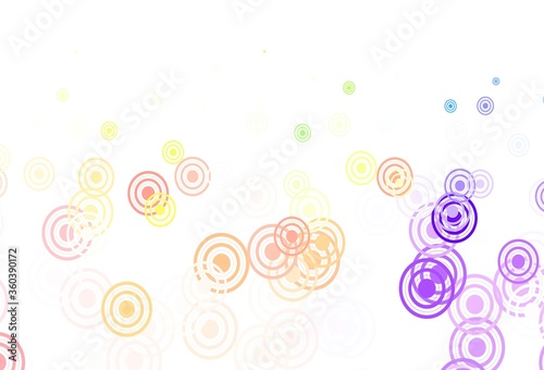 Light Multicolor vector background with circles, curves.