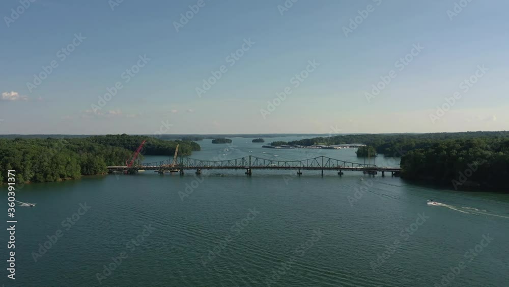 Aerial view of new bridge under construction Aerial view of new bridge under construction