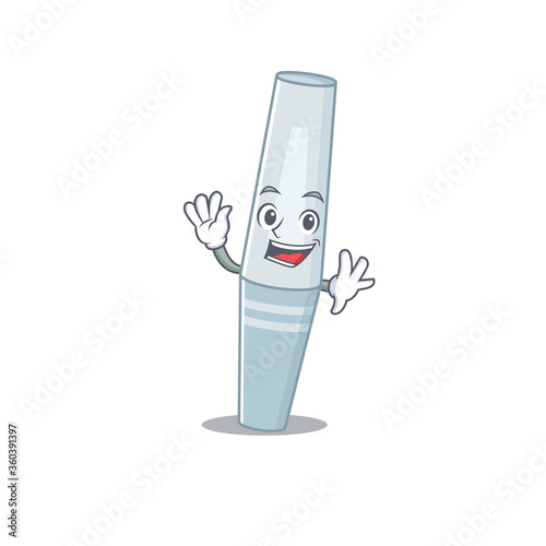 A charismatic mascara mascot design concept smiling and waving hand