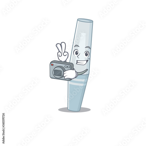 a proficient photographer mascara cartoon design concept working with camera