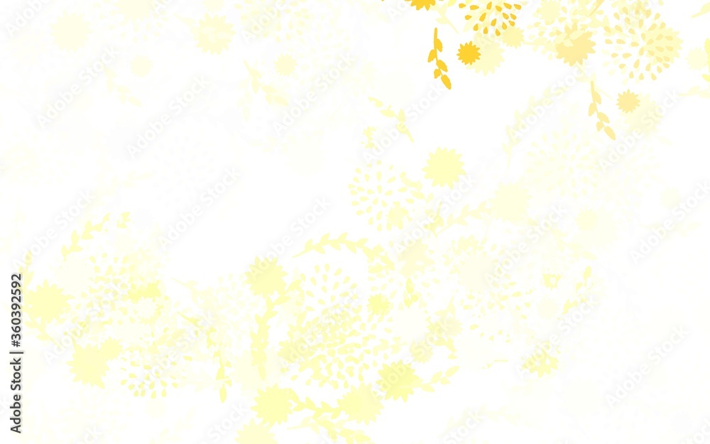 Light Yellow vector abstract pattern with flowers Light Yellow vector abstract pattern with flowers