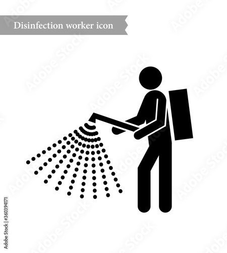 disinfectant worker icon. Outline vector icon isolated on white background
