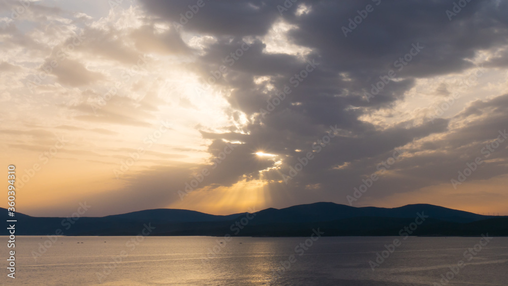 Romantic colorful sunset over the sea. summer travel, holidays, recreation landscape time lapse. Romantic colorful sunset over the sea. summer travel, holidays, recreation landscape time lapse.