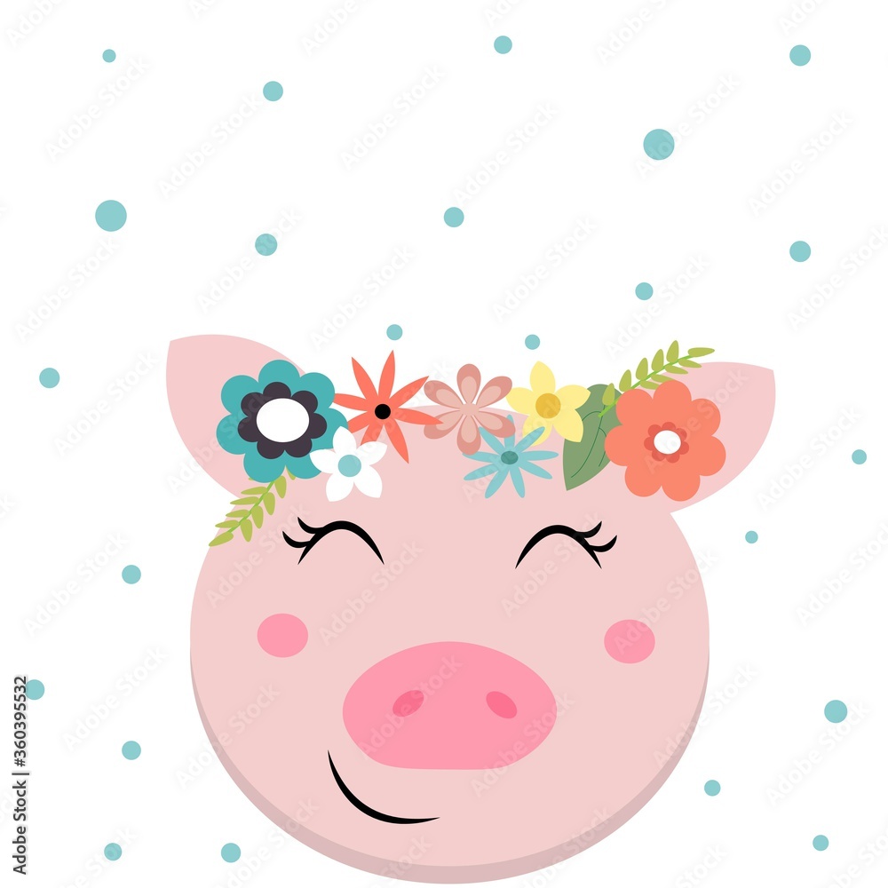 pig greeting card, baby shower