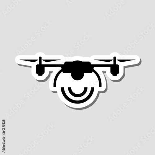Drone sticker icon isolated on gray background
