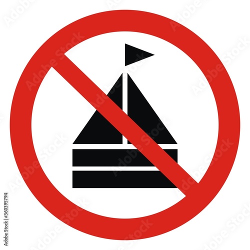 no camping, tent at red frame, vector icon