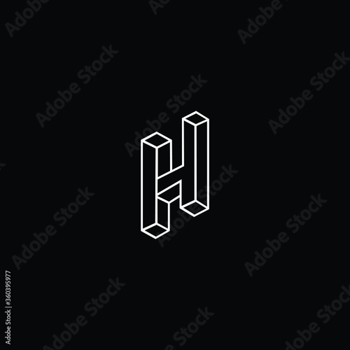 Professional Innovative 3D Initial H logo and HH logo. Letter H HH Minimal elegant Monogram. Premium Business Artistic Alphabet symbol and sign