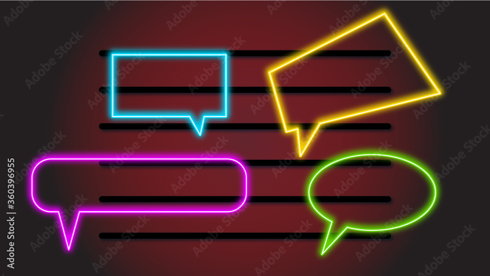 Speech bubble in neon effect illustration Speech bubble in neon effect illustration