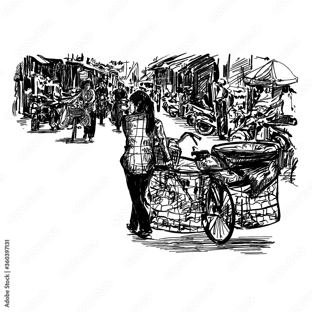 Drawing of the bicycle in Vietnam 