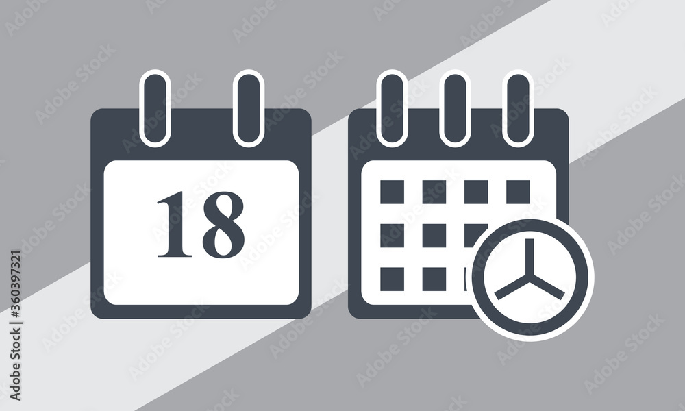 18 days event web icon, calendar icon.Calendar vector icon. Date and day, month. 18 days event web icon, calendar icon.Calendar vector icon. Date and day, month.