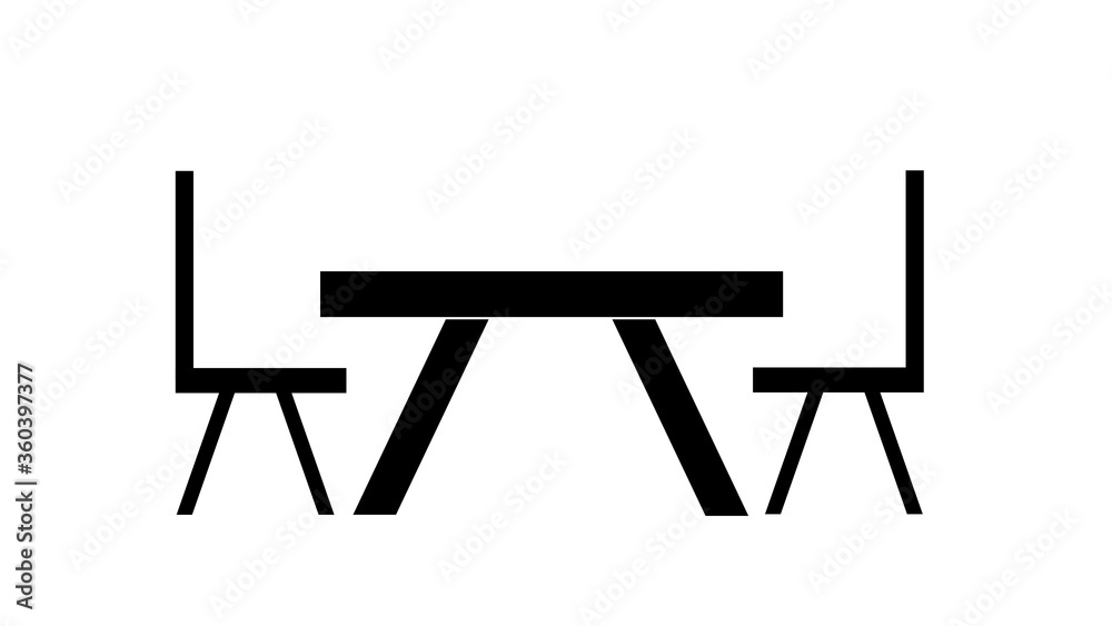 Table and chairs icon illustration on white background Table and chairs icon illustration on white background