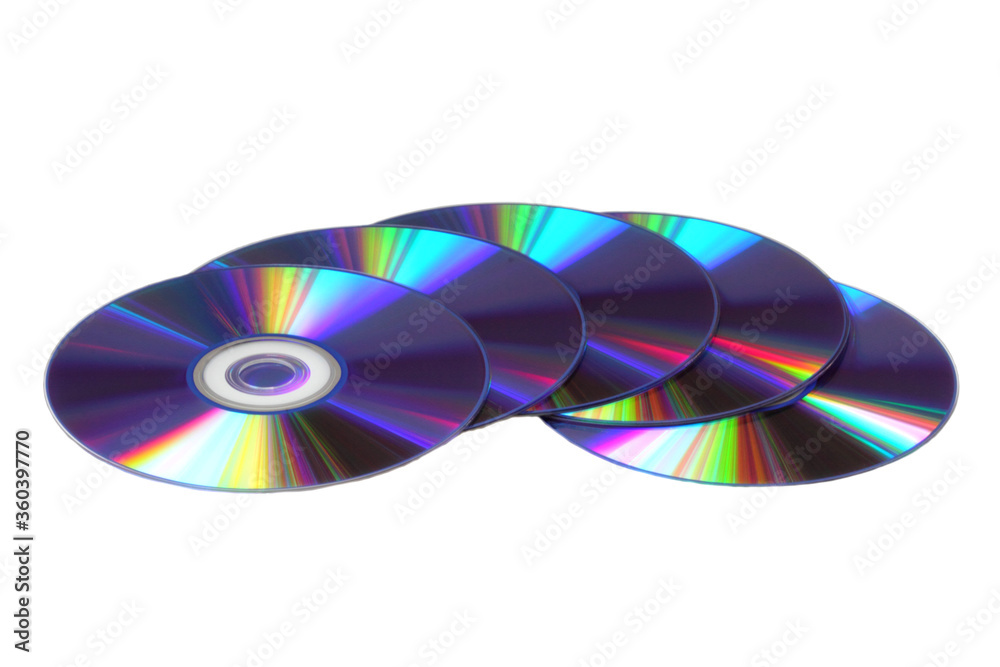 Stack of CDs or DVD discs isolated on a white background Stack of CDs or DVD discs isolated on a white background