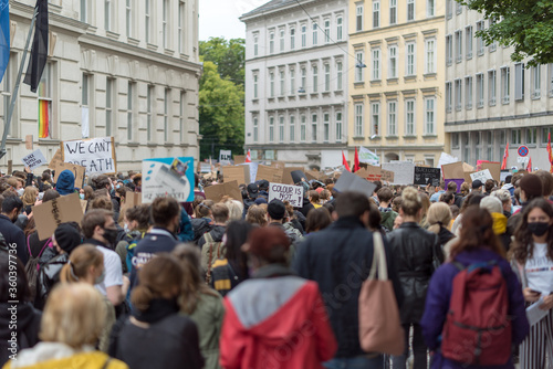 Black Lives Matter Activist Protesting In Vienna Austria 2020