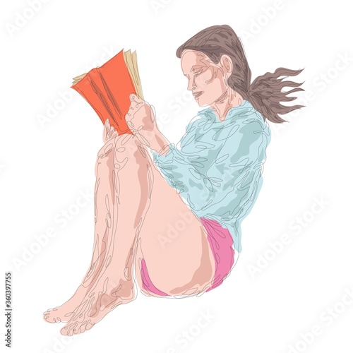 girl in a nightgown is reading a book