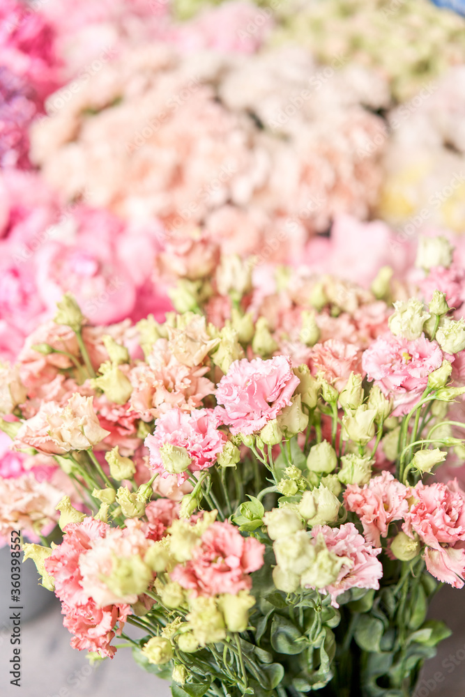 Floral carpet or Wallpaper. Background of mix of flowers. Beautiful flower for catalog or online store. Floral shop and delivery concept. Top view. Copy space Floral carpet or Wallpaper. Background of mix of flowers. Beautiful flower for catalog or online store. Floral shop and delivery concept. Top view. Copy space