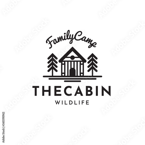 Cabin Vintage Hipster Logo Design Template Vector illustration