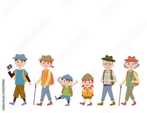 家族でハイキング