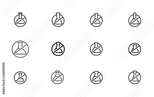 Chemical free line icon set. Organic food, no additives, no preservatives. Natural food. Vector illustration can be used for topics like food, healthy eating, market
